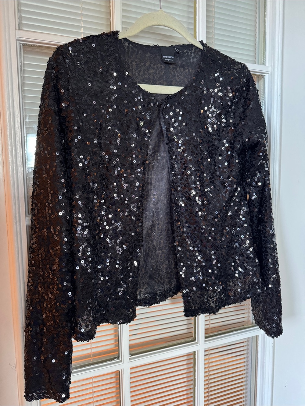 Black Sequin Women's Jacket - Elegant Evening Layer